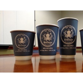 White Paper HOT Cups 8 Ounce DOUBLE WALL CUPS with Logo