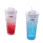 Double Wall Gradient Gel Freezer Tumbler with Lid and Straw with Logo