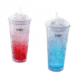 Double Wall Gradient Gel Freezer Tumbler with Lid and Straw with Logo  Double Wall Gradient Gel Freezer Tumbler with Lid and Straw with Logo