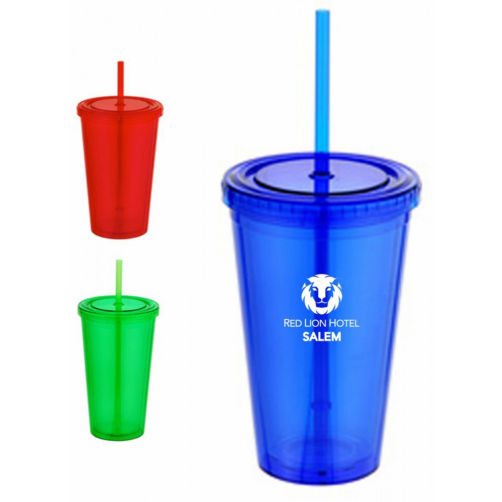 16 Oz. Double Wall Tumbler Acrylic Cup W/Retractable Straw Custom Branded 16 Oz. Double Wall Tumbler Acrylic Cup W/Retractable Straw Custom Branded