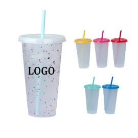 Personalized 24oz. Color Changing Plastic Straw Tumbler