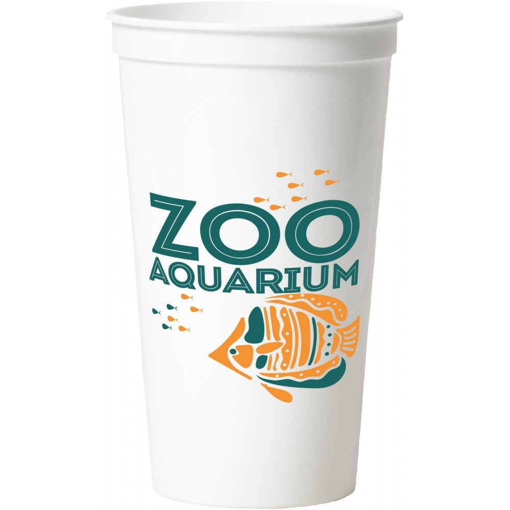 32 Oz. Smooth White Stadium Cup (2 Color Offset Printed) Custom Branded 32 Oz. Smooth White Stadium Cup (2 Color Offset Printed) Custom Branded