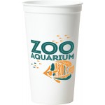 32 Oz. Smooth White Stadium Cup (2 Color Offset Printed) Custom Branded