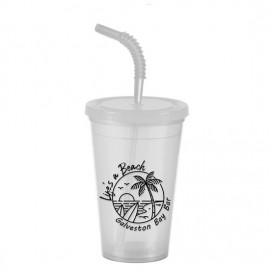 Promotional 16 Oz. Pioneer Insulated Straw Tumbler w/Flex Straw