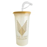 Personalized 32 Oz. Sports Super Sipper Cup with Gold Flakes and Straw lid