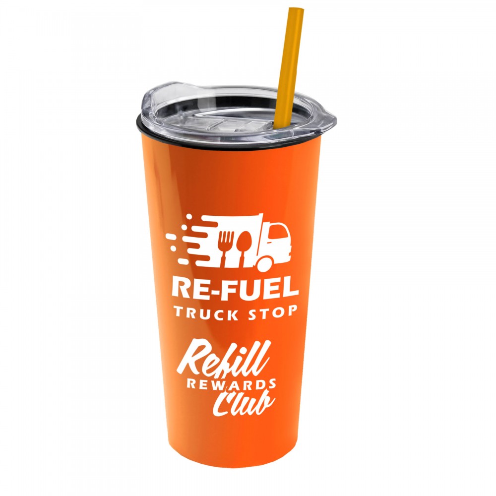 Promotional The Roadmaster - 18 Oz. Travel Tumbler w/Clear Slide Lid & Straw