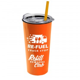 Promotional The Roadmaster - 18 Oz. Travel Tumbler w/Clear Slide Lid & Straw