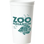 Custom Branded 32oz. Smooth White Stadium Cup (1 Color Offset Printed)