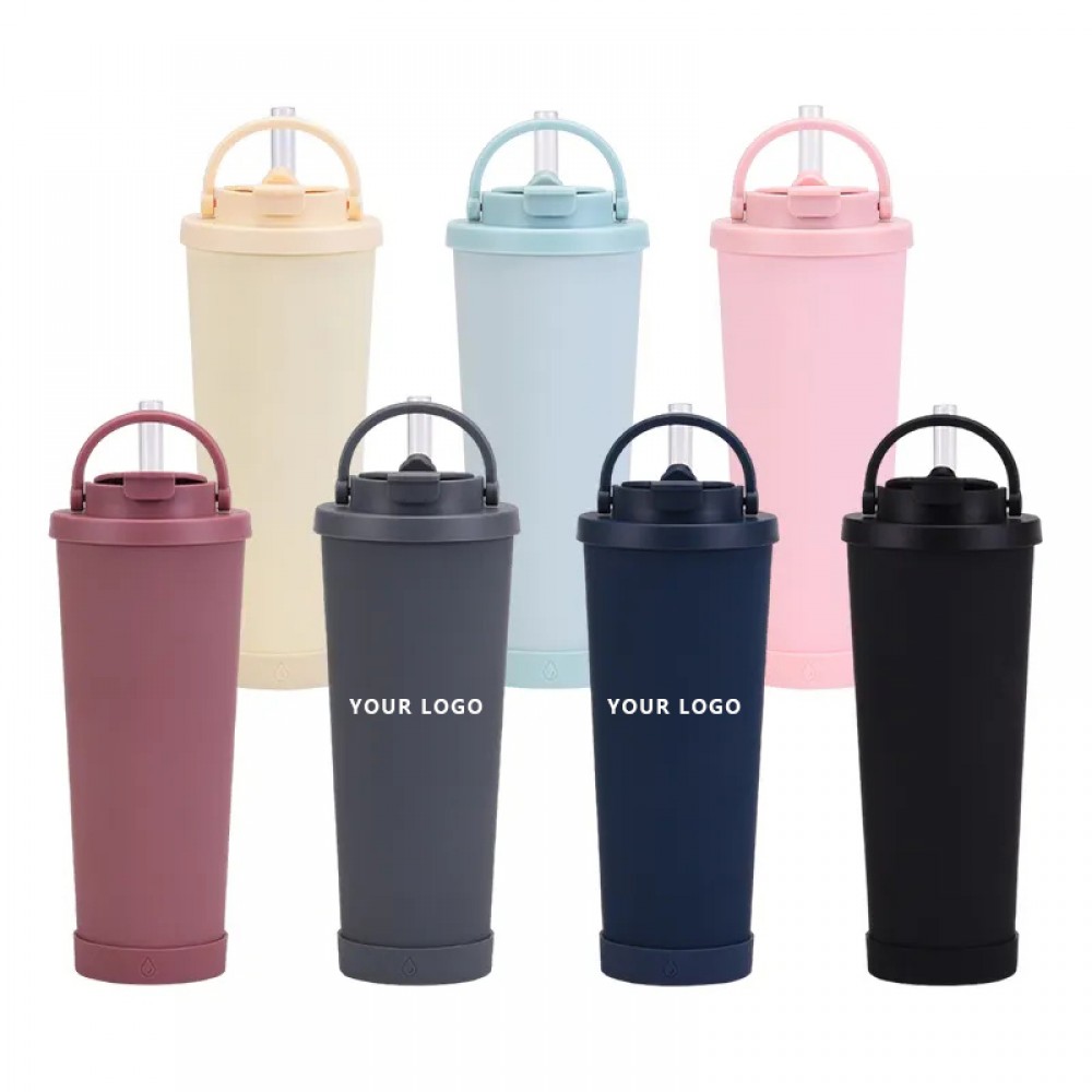 28oz Stainless Steel Portable Tumbler With Straw with Logo