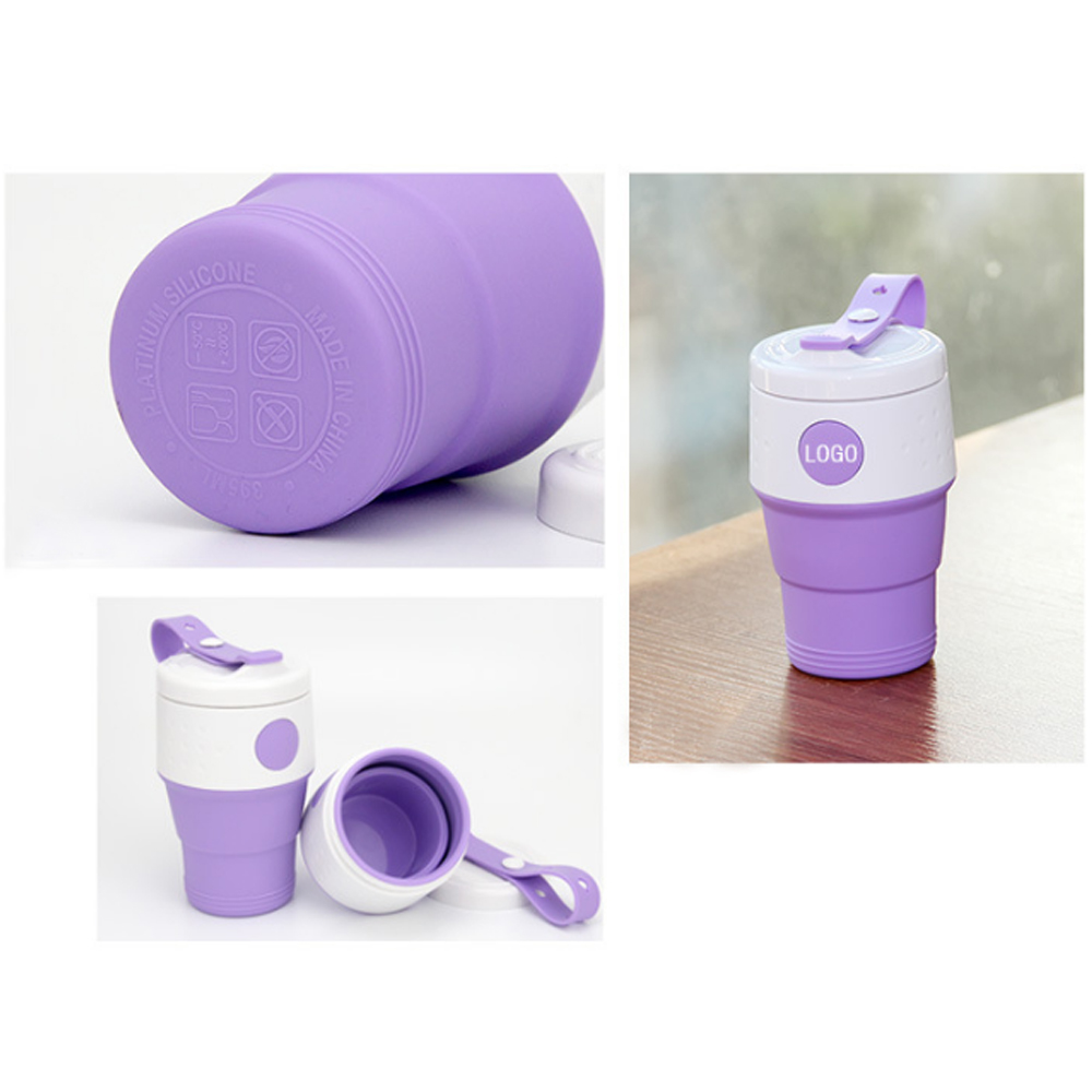 Logo Printed Silicone Folding Cup 14oz Logo Printed Silicone Folding Cup 14oz