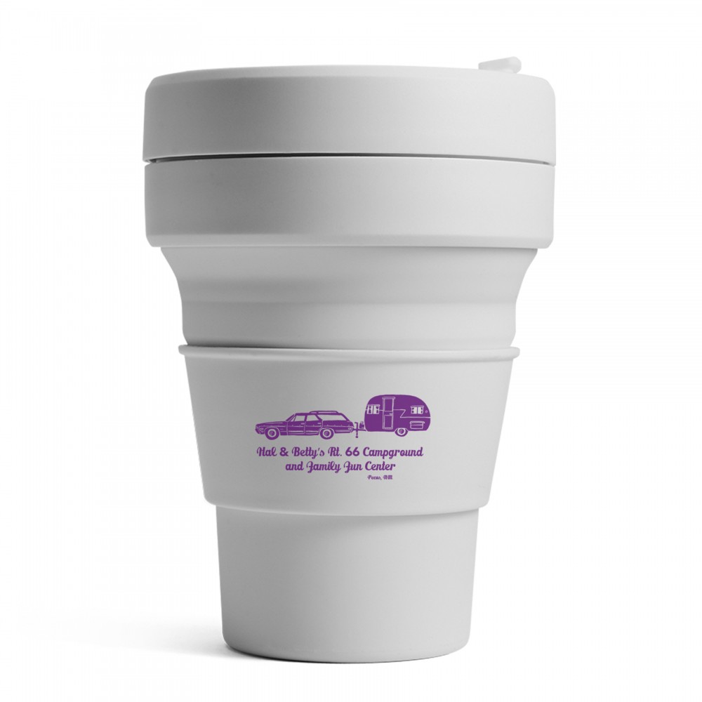 12 Oz. Stojo Pocket Cup w/Matching Color Sleeve (Cashmere) Logo Printed 12 Oz. Stojo Pocket Cup w/Matching Color Sleeve (Cashmere) Logo Printed