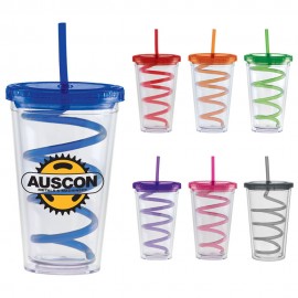 Customized 20 Oz. Carnival Cup w/Color Curly Straw & Color Lid