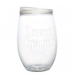 16 Oz. PET Plastic Stemless Lidded Wine Tumbler with Logo