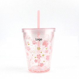 Flower Pattern Gel Freezer Tumbler with Lid and Straw with Logo