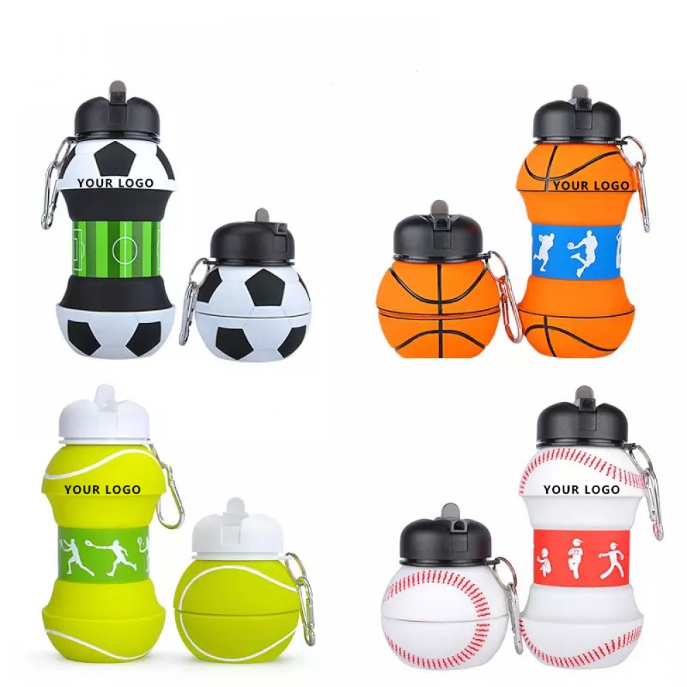 Logo Branded 19 Oz Collapsible Silicone Water Bottle
