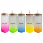 16Oz Changing Colour Frosted Glass Sublimation Cups with Logo
