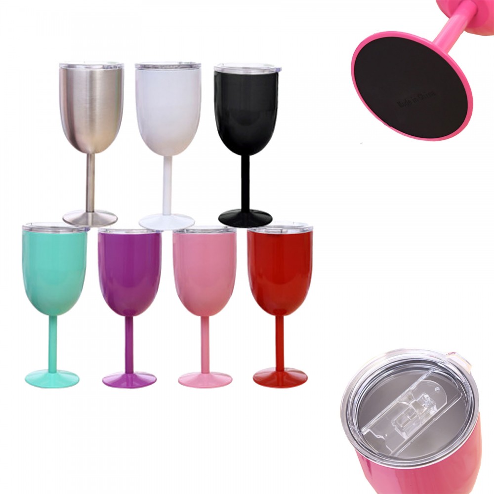 Custom Branded 10oz Double Wall Insulated Metal Goblet Wine Tumbler Custom Branded 10oz Double Wall Insulated Metal Goblet Wine Tumbler