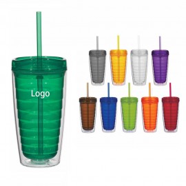 Personalized Double Wall Tumbler with Lid and Straw