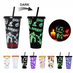 24oz. Halloween Luminous Cup With Straw And Lid with Logo