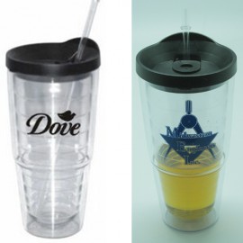 Custom 20 Oz. Double Wall Acrylic Cup w/Straw (Clear Coat)