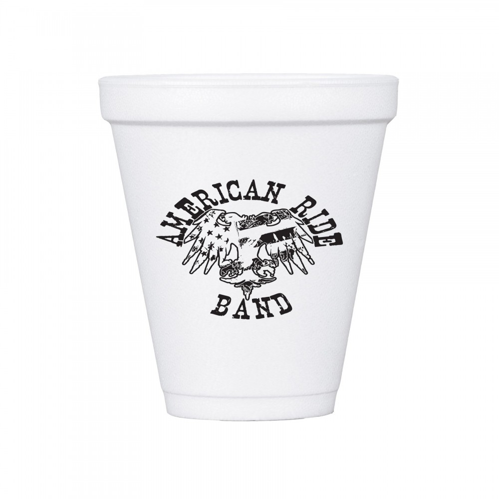 Logo Branded 12 oz White Styrofoam Insulated Hot or Cold Foam Cup