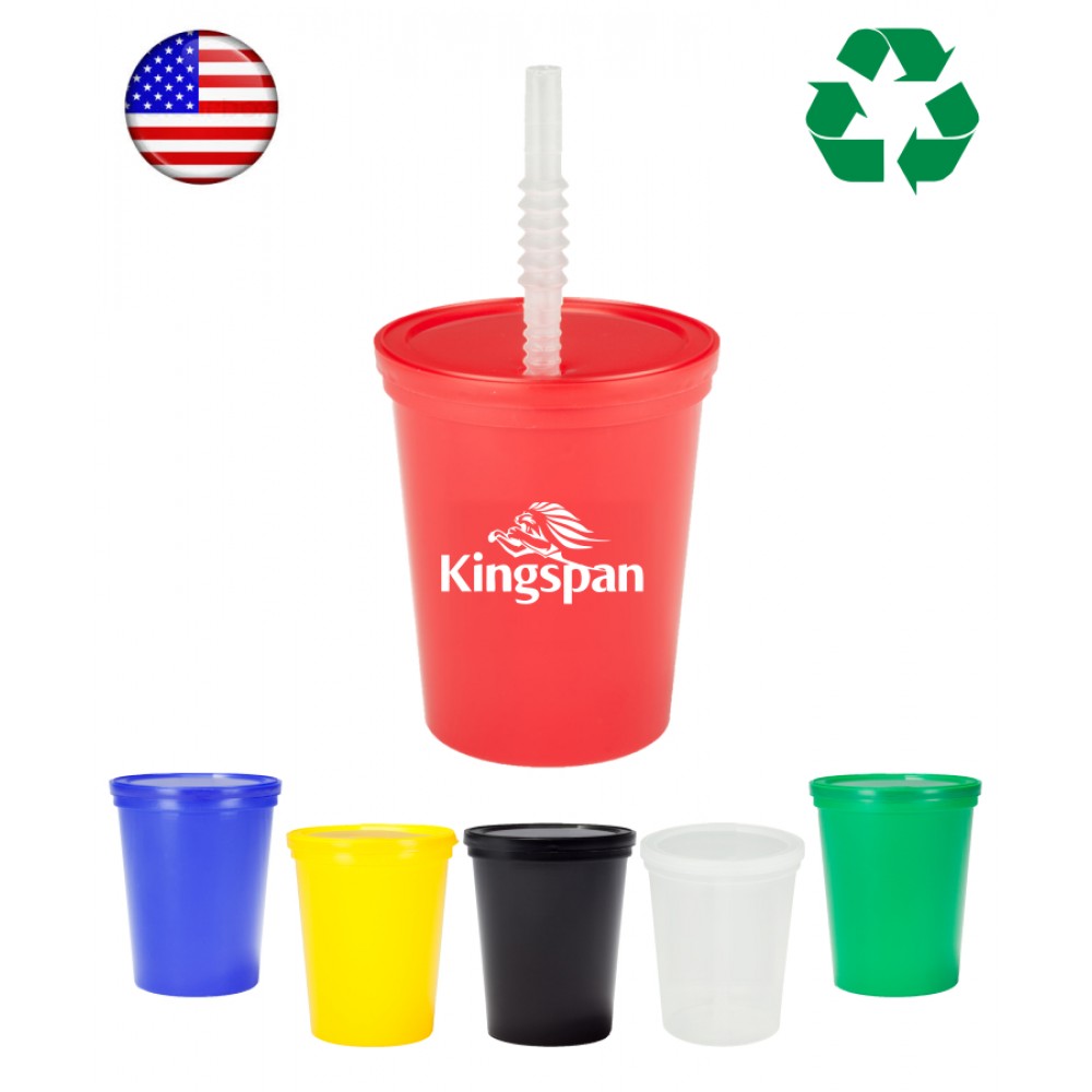 Promo Plastic Stadium Cups with Lid and Straw (16 Oz.)