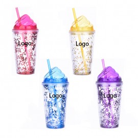 Promotional Ice Cream Double Wall Tumbler with Lid and Straw  Promotional Ice Cream Double Wall Tumbler with Lid and Straw