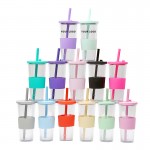 24oz Double Wall Clear Plastic Tumbler with Logo