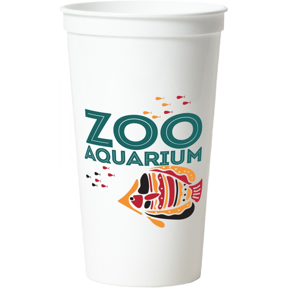 32 Oz. Smooth White Stadium Cup (4 Color Offset Imprint) Custom Branded 32 Oz. Smooth White Stadium Cup (4 Color Offset Imprint) Custom Branded