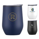Logo Branded 12 oz. Stainless Coffee Stemless Wine Tumbler w/ Lid