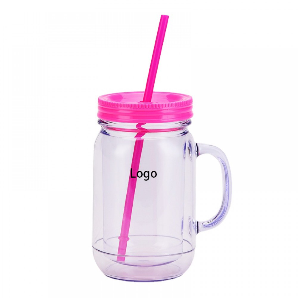 Personalized Double Wall Coffee Mug with Lid and Straw