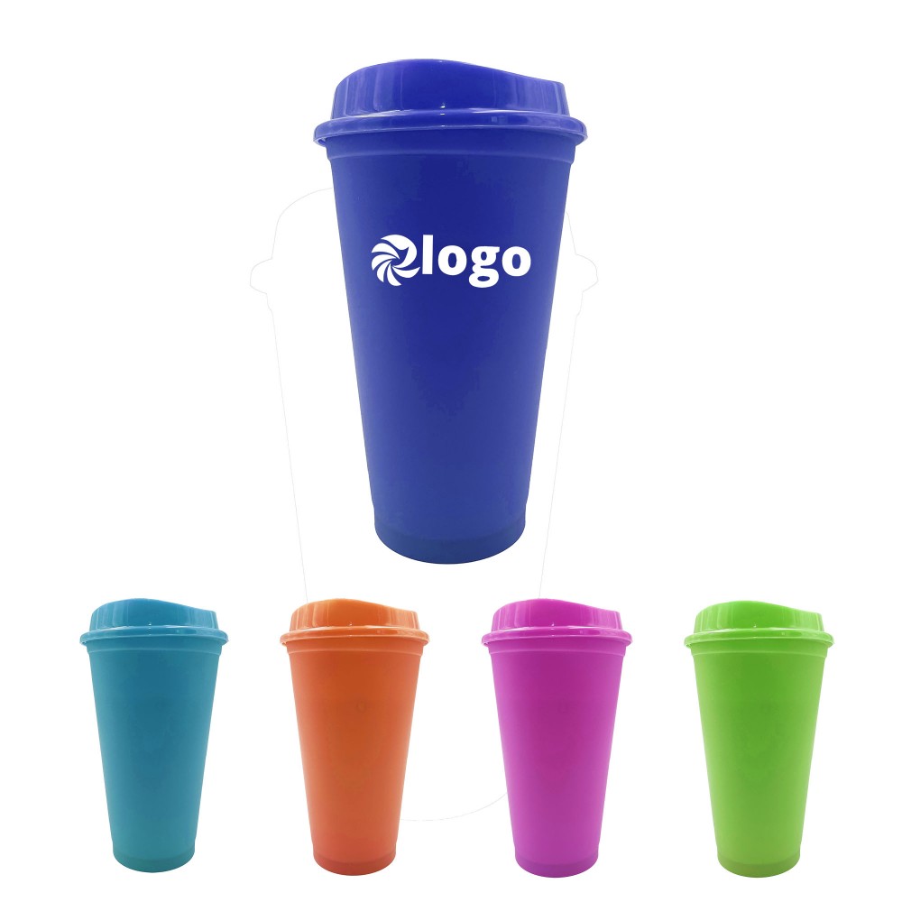 16oz Plastic Cold Color Changing Coffee Cup with Logo