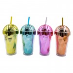 Logo Branded Double Wall Tumbler with Dome Lid and Straw