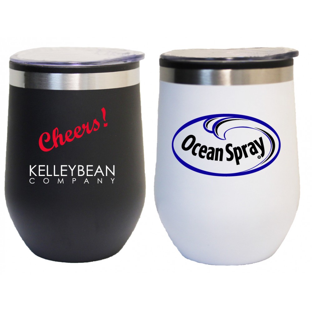 Custom 12 Oz. Double Wall Stainless Steel Wine Cup w/Plastic liner