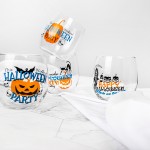 Halloween Holiday Funny Stemless Wine Glass with Logo