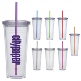 24 Oz. Carnival Cup w/Color Straw & Clear Lid with Logo  24 Oz. Carnival Cup w/Color Straw & Clear Lid with Logo