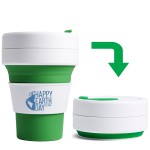 12 Oz. Stojo Pocket Cup w/White Sleeve (Green) Custom Branded