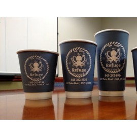 HOT CUPS: DOUBLE WALL White Paper Cups 16 Ounce with Logo  HOT CUPS: DOUBLE WALL White Paper Cups 16 Ounce with Logo