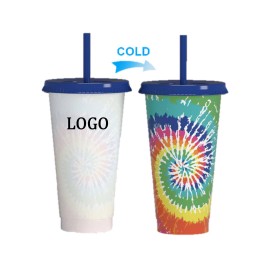 Logo Branded Color Changing Tumbler With Lid And Straw