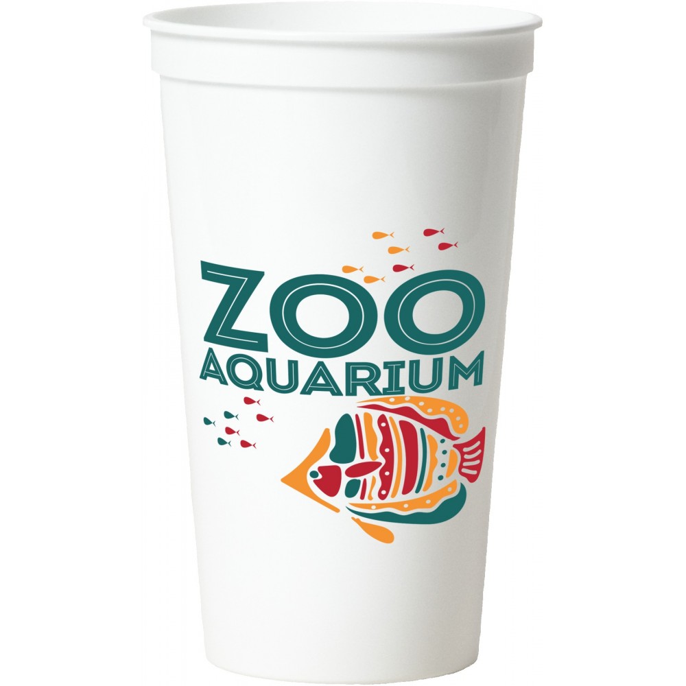 32 Oz. Smooth White Stadium Cup (3 Color Offset Printed) Logo Printed 32 Oz. Smooth White Stadium Cup (3 Color Offset Printed) Logo Printed