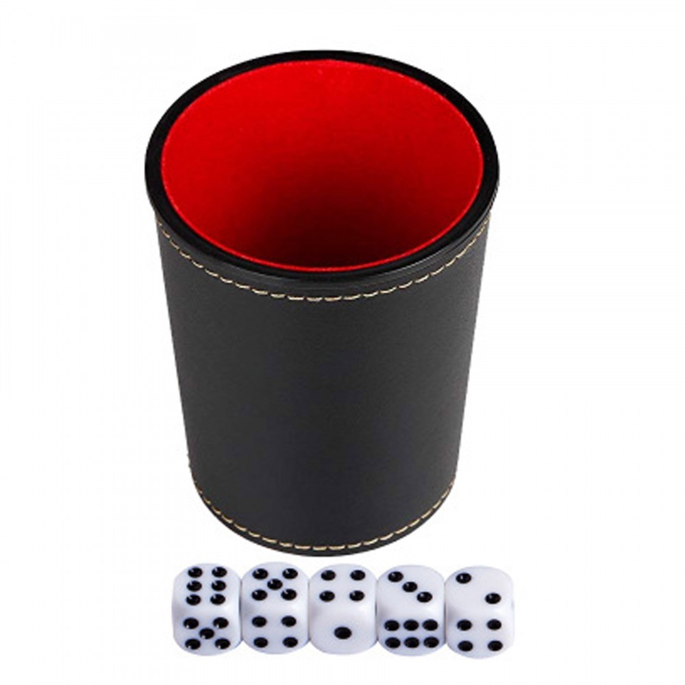 Custom Branded Dice Cups PU Leather and Red Velvet Lined, (Includes 5 White Six-Sided Dice) Custom Branded Dice Cups PU Leather and Red Velvet Lined, (Includes 5 White Six-Sided Dice)