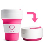 12 Oz. Stojo Pocket Cup w/White Sleeve (Pink) Logo Printed