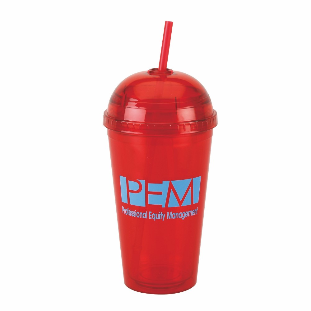 16 Oz. Dome Double Wall Acrylic Cup w/Straw *To Be Discontinued* Custom Branded 16 Oz. Dome Double Wall Acrylic Cup w/Straw *To Be Discontinued* Custom Branded