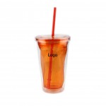 Double Wall Tumbler with Lid and Straw with Logo