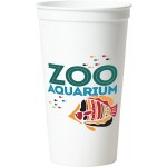 Logo Printed 32 Oz. Smooth White Stadium Cup (6 Color Offset Printed)