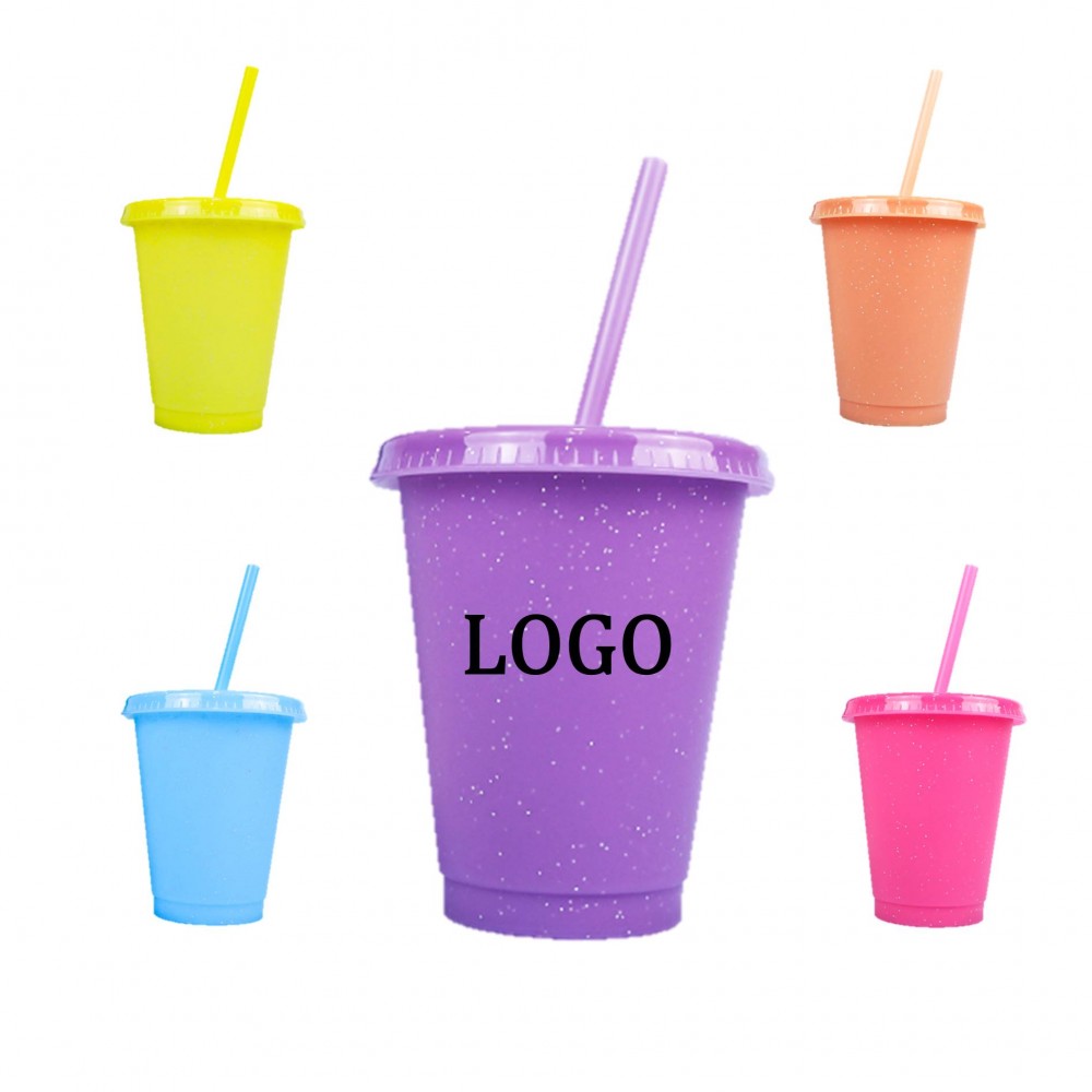 16oz. Glitter Color Changing Cup With Lid with Logo
