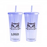 20oz. Color Changing Plastic Straw Tumbler with Logo