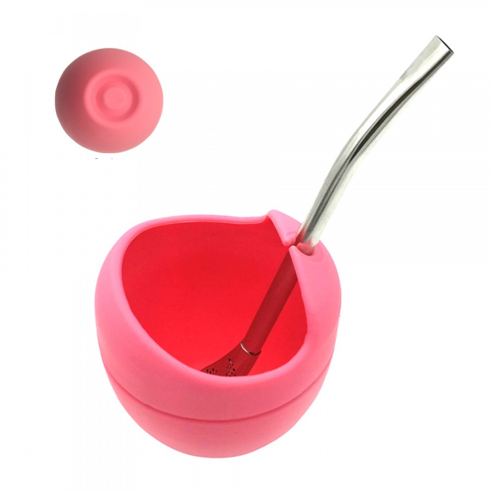 Silicone Tea Cup With 304 Stainless Steel Straw Custom Branded Silicone Tea Cup With 304 Stainless Steel Straw Custom Branded