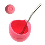 Silicone Tea Cup With 304 Stainless Steel Straw Custom Branded