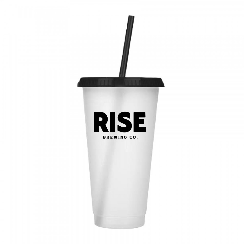 Personalized Reusable Plastic Tumbler with colored lid & Straw